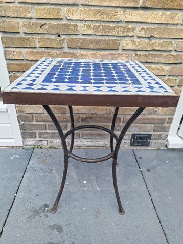 Marokkaanse mozaïek bijzettafel, blauw/wit