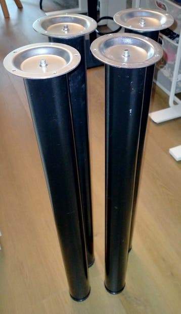 TAFELPOTEN, verstelbaar, zwart metaal, 9 stuks