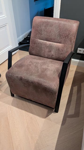 Stijlvolle Fauteuil / Armstoel – Cognac/Bruin Microleder
