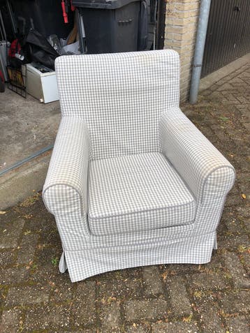 Gratis Kleine fauteuil licht blauwe stof (wasbaar)