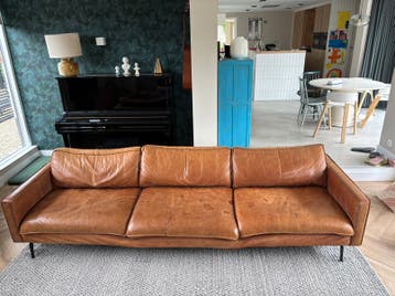 Gratis ophalen: grote Cognac kleur leren bank