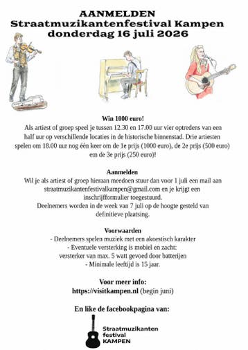 Muzikanten gezocht voor Straatmuzikantenfestival Kampen