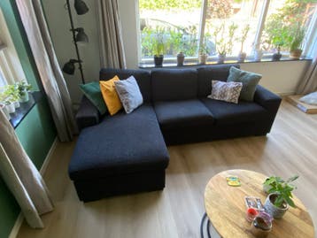 Antracietkleurige hoekbank - 245 cm breed