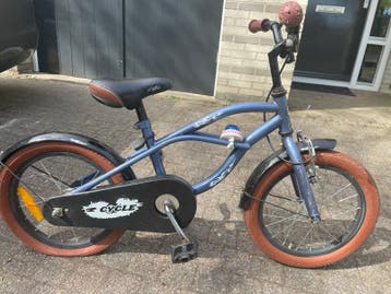 Kinderfiets 16 inch - Blauw met bruine banden
