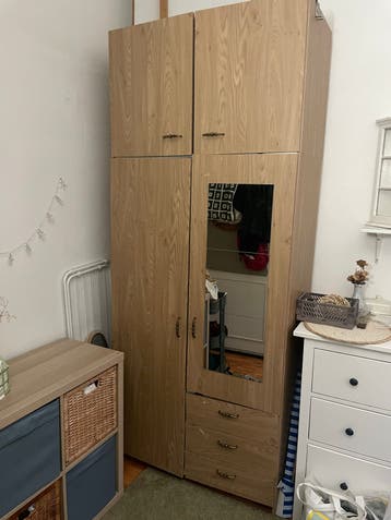 Kledingkast met spiegel en lades - 230x96 cm