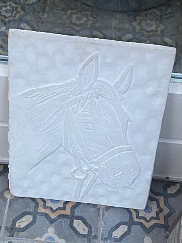 Wit Gipsen kunst schilderij  wand afbeelding paard