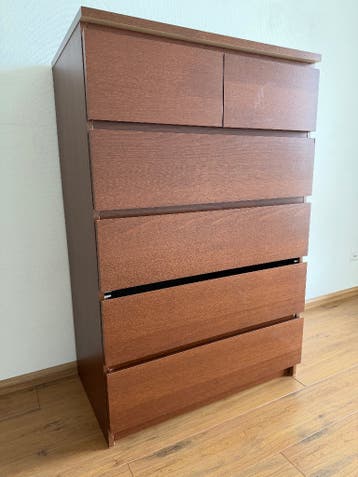 Gratis IKEA MALM ladekast 6 lades | bruin | Beschadigd