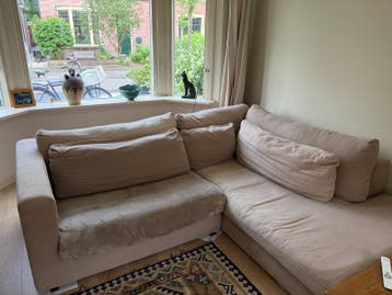 Gratis af te halen: Zandkleurige Hoekbank (2 delen)