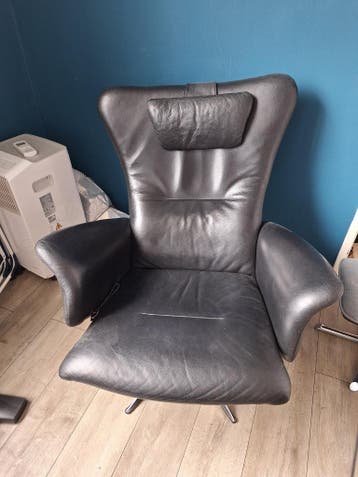 zwart leren stoel fauteuil