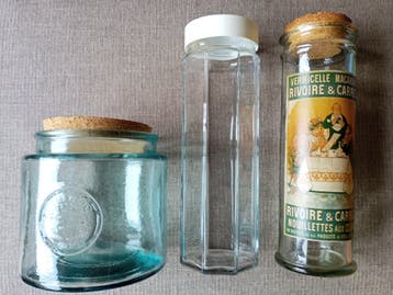 Glazen voorraad potten, 3 stuks