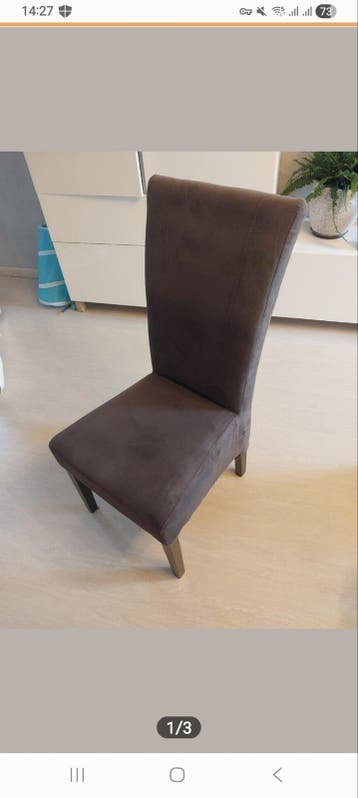 Gratis 4 Antraciete Suede Stoelen - Lichte Verkleuring