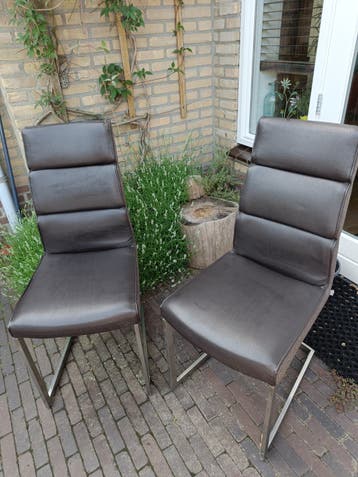 Eetkamerstoelen, GRATIS, voorkant leer, achterkant stof