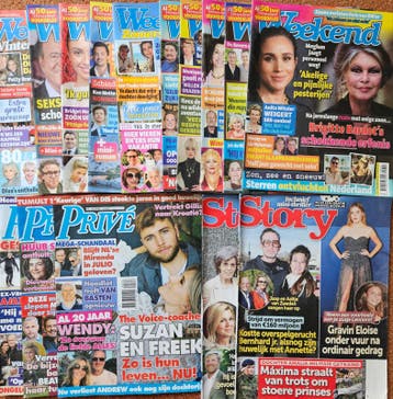 Diverse roddelbladen en glossy's - Weekend, Story, Privé