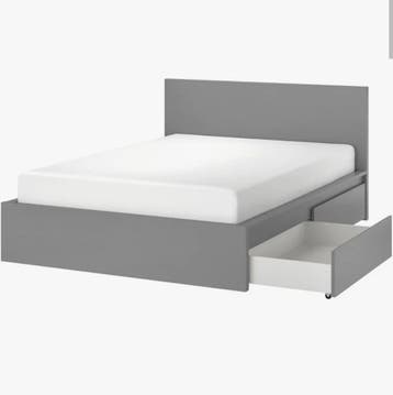 GRATIS: Grijs IKEA Malm bed met lades