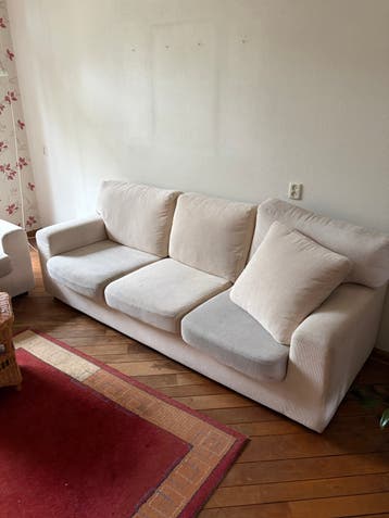 Bankstel: 3-zits (220cm) en 2-zits (160cm) - Wit/Beige