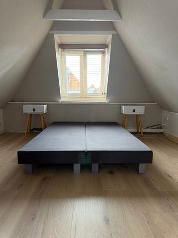 GRATIS - Boxspring box 200 x 140 cm (2x 70) antraciet stof