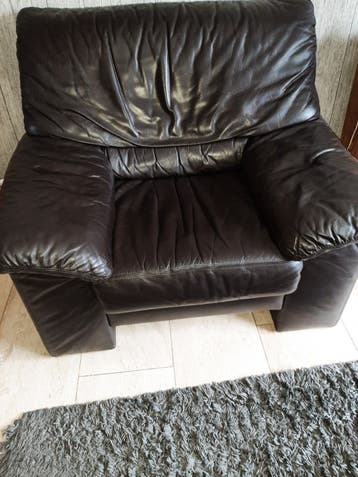Comfortabele donkerbruine leren fauteuils gratis