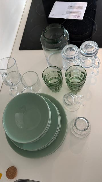 Hratis afhalen Groen servies setje