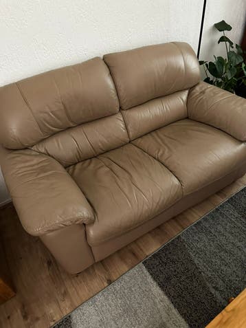 Comfortabele 2-zits leren bank - Beige