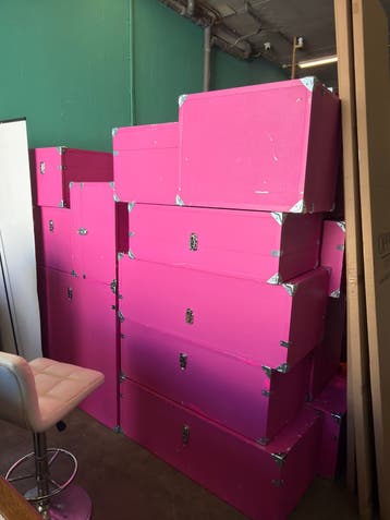 Roze dekenkisten/speelgoedkisten - Licht beschadigd