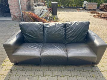 Comfortabele 3-zits leren bank - zwart