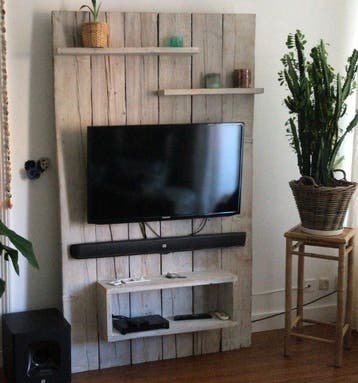 Massief houten tv meubel / TV wand
