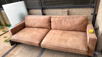 Comfortabele 2-zitsbank en fauteuil - Bruin leer