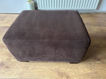 GRATIS, hocker poef ribfluweel donkerbruin GRATIS