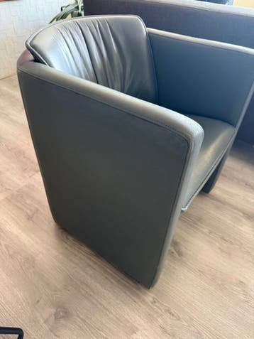 Leren Fauteuil / Stoel - Blauw/Grijs
