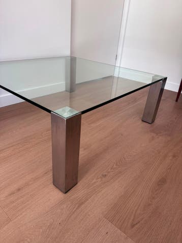 Glazen salontafel 100x100 cm, 37 cm hoog
