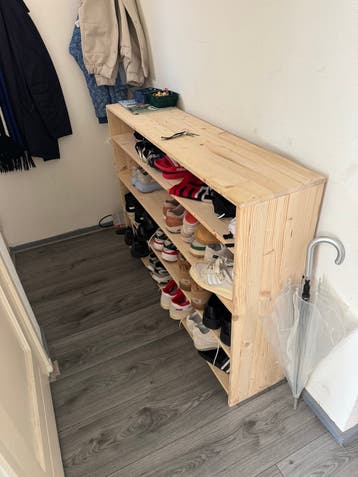 Houten schoenenkast - 135x31x100cm - Gratis af te halen