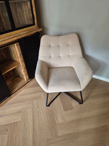 Comfortabele fauteuil in teddy stof - Crème