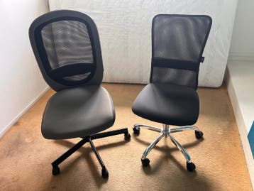 2 Bureaustoelen - Grijs en Zwart - Gebruikt