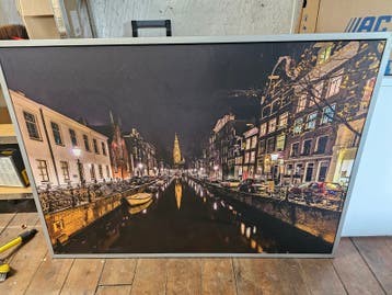 Amsterdam Gracht Nacht Canvas Ikea Schilderij