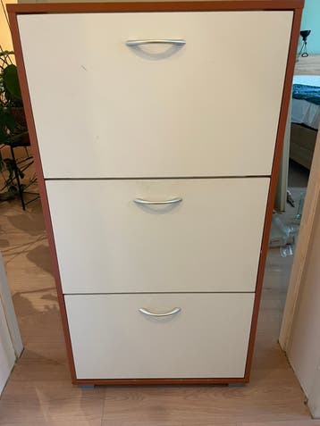 Schoenenkast 115.5 cm x 60 x 23.5 cm (wit/bruin)