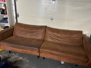 Comfortabele bruine leren bank - 2-zits