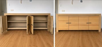 Stijlvol dressoir met 4 deuren en planken, natuursteen blad