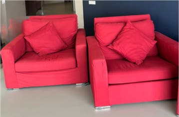 Two FREE Red Single Sofa Seats and Ottoman in Amsterdam