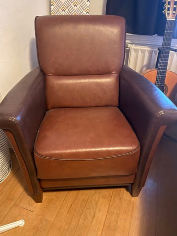 Comfortabele leren fauteuil - Bruin