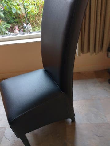 4 eetkamerstoelen zwart leren hoge rugleuning