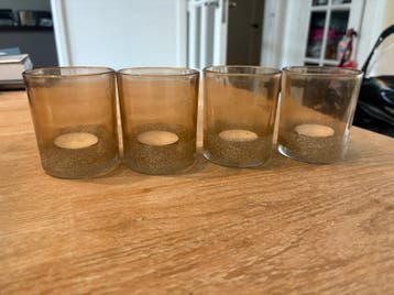 4 glazen waxine lichthouders