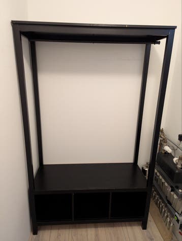 Zwarte kast/kapstok met opbergruimte - 198x120x50cm