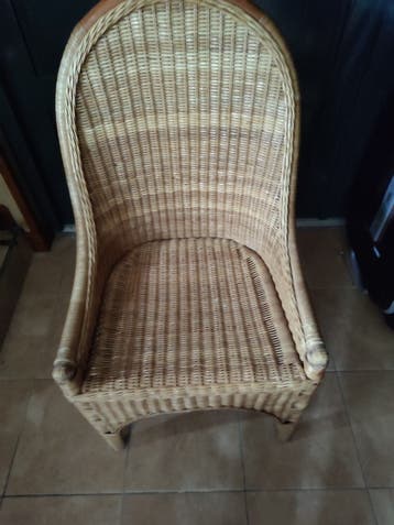 Rotan stoel met hoge rugleuning 2 stuks