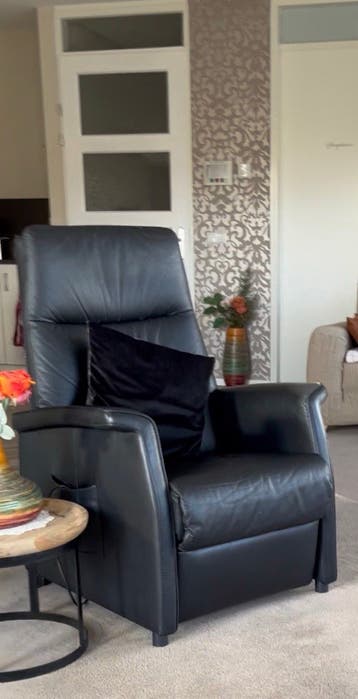 Donker blauwe Leren Relaxfauteuil - Comfortabel en Stijlvol
