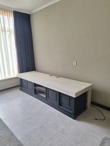 TV-meubel mat zwart en grijs, 220x49x50 cm