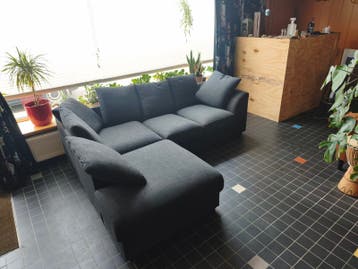 Hoekbanks donkergrijs/zwart