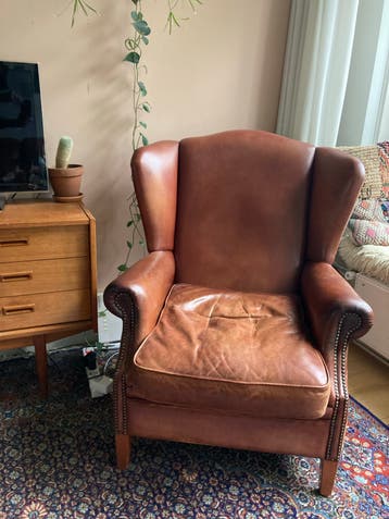 GRATIS vintage Leren Fauteuil - Chesterfield Stijl
