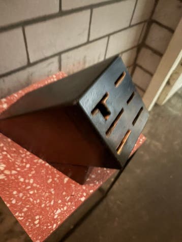 Messenblok zwart hout