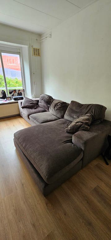 Comfortabele Hoekbank - Grijs/Bruin Stof