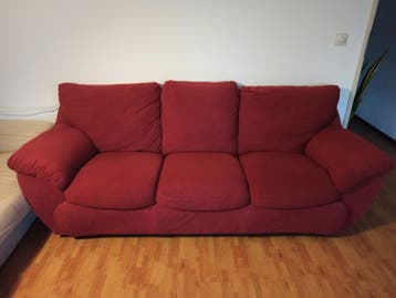 Comfortabele rode bank - 2m lang, in goede staat